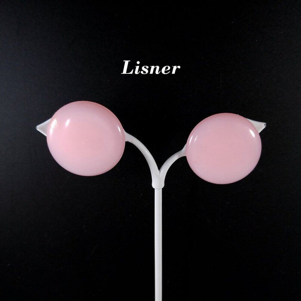Lisner Lucite Button Clip Earrings, 1 1/8 Inch, 1950s